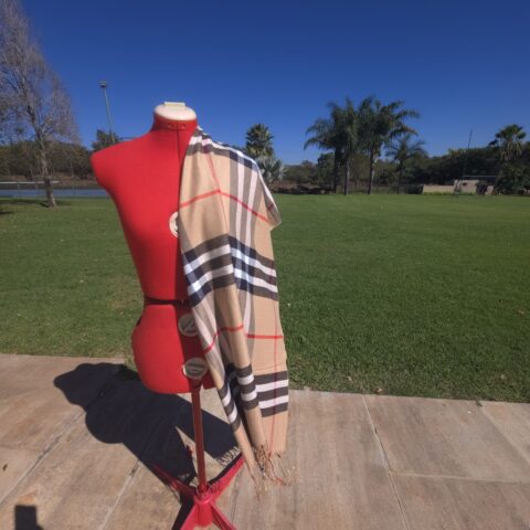 Beige tartan scarf