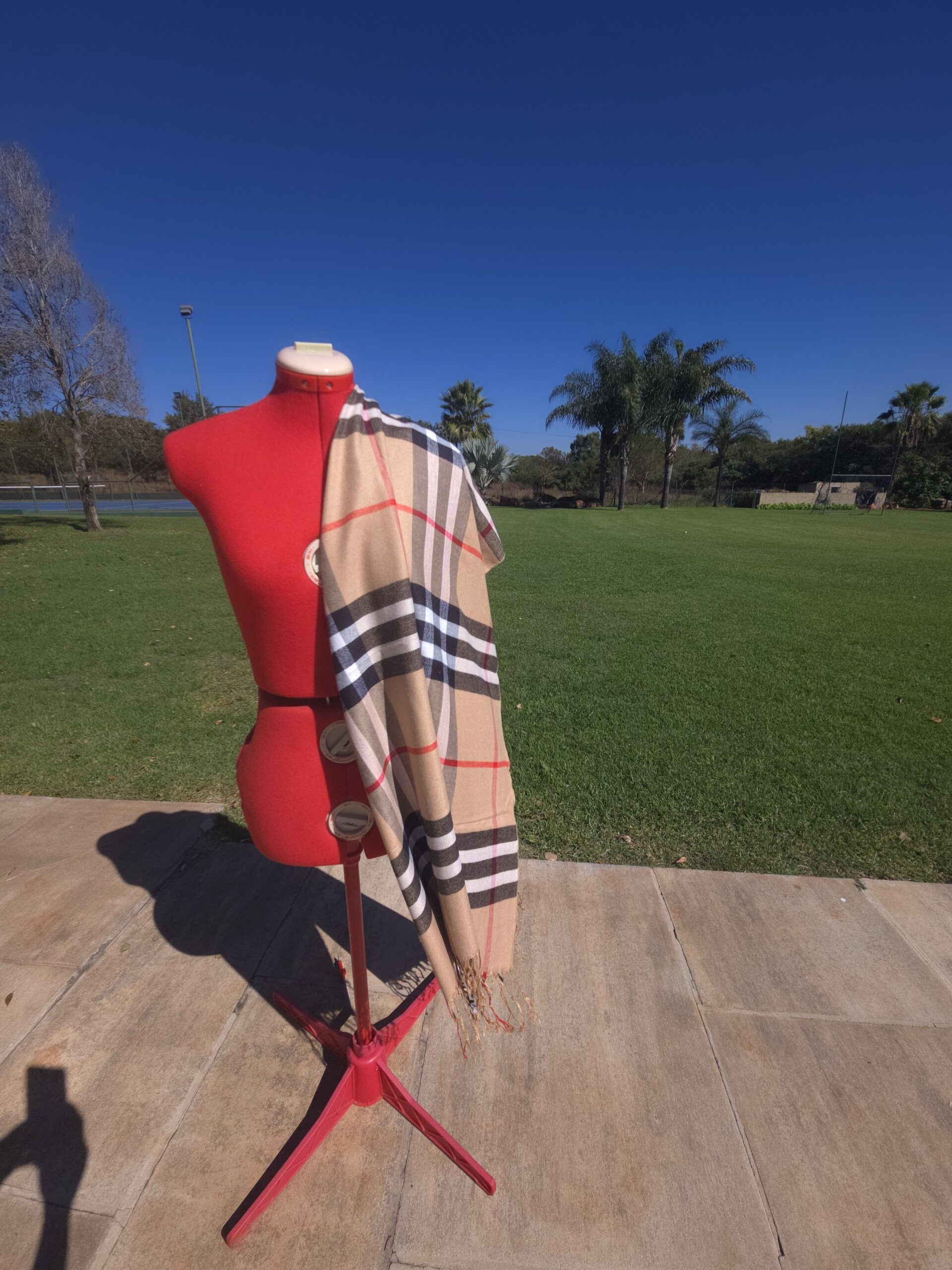 Beige tartan scarf